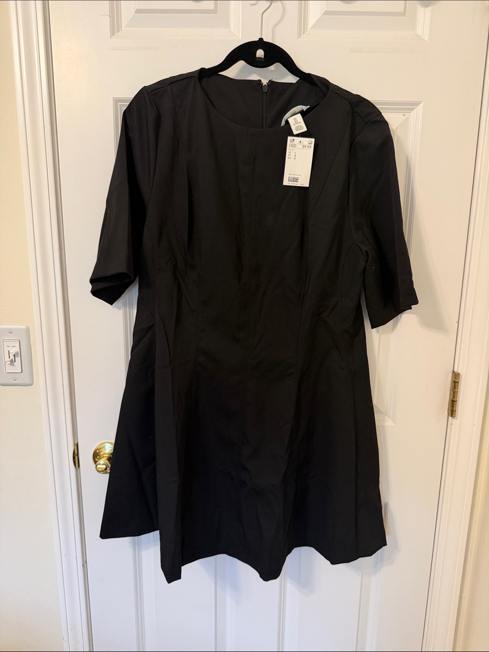 H&M Black Short Sleeve A-Line Dress Large